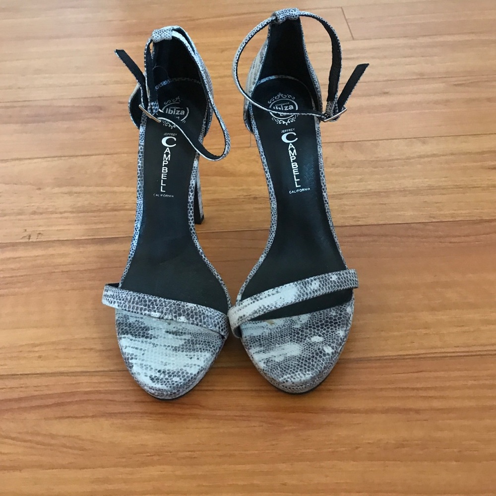 Jeffrey Campbell snake print heels